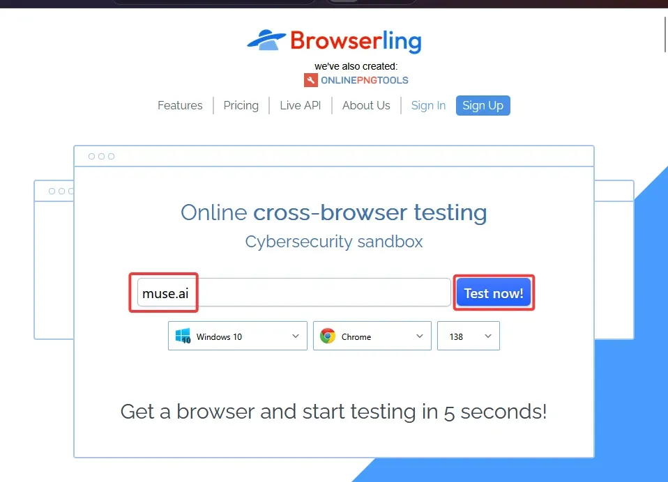 Browserling을 이용한 가입 화면1