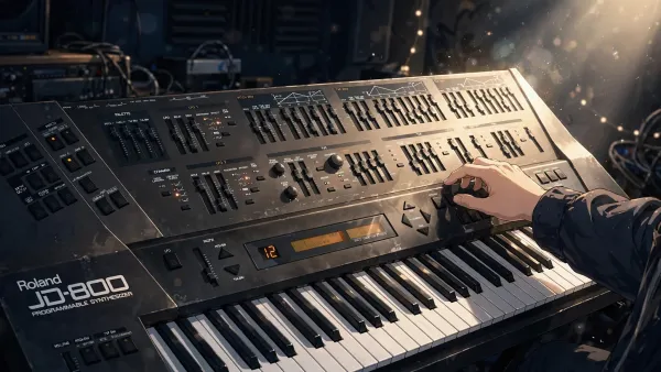 슬라이더가 가득한 Roland JD-800 신디사이저
